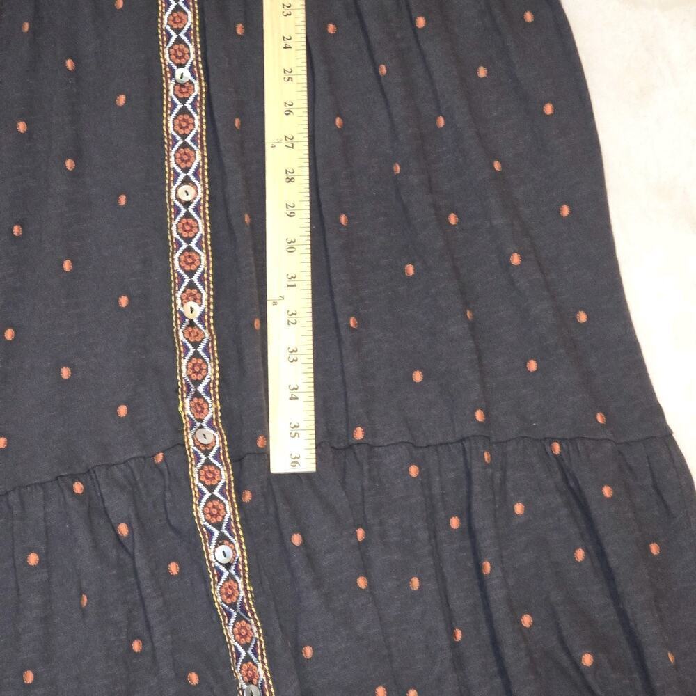 Canyon Retreat Boho Embroidered Midi Dress XL Black Orange Geometric Festival - Picture 15 of 16